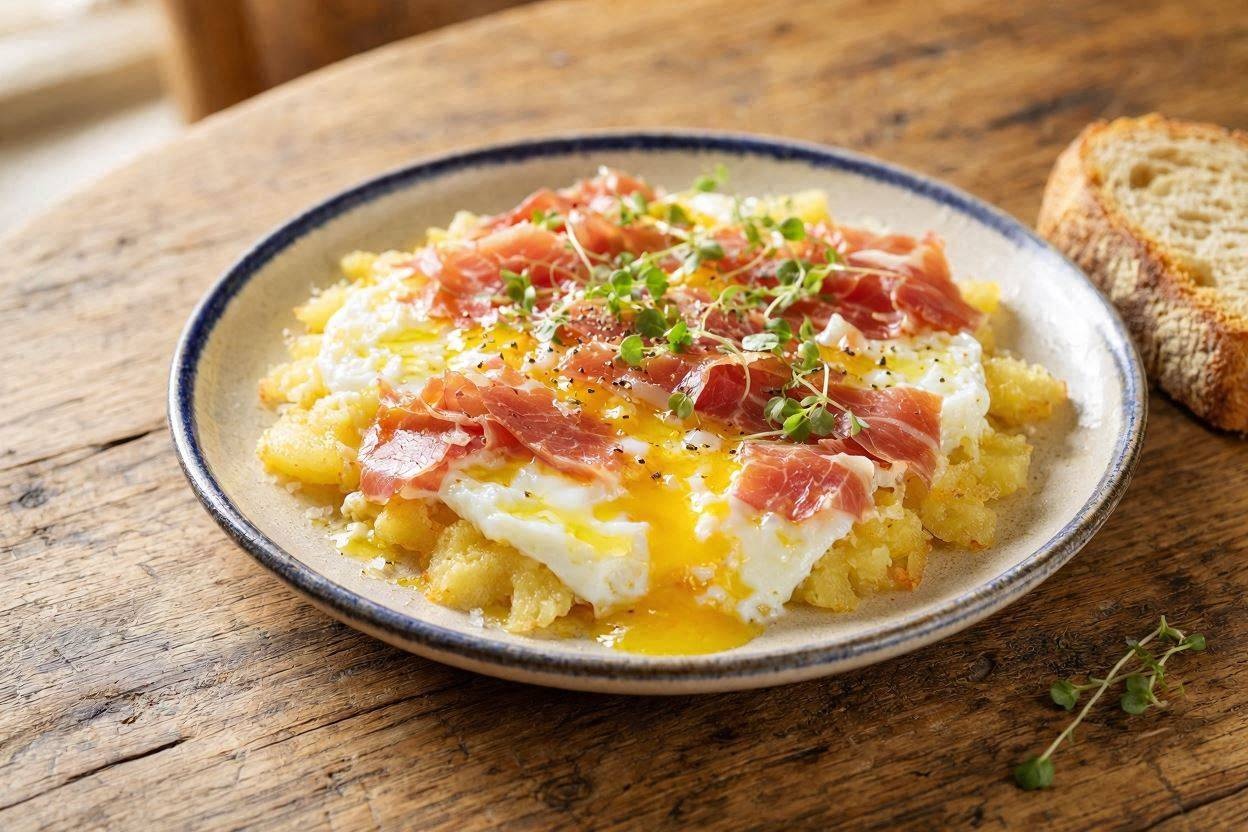 Huevos rotos con jamón: receta española fácil y deliciosa