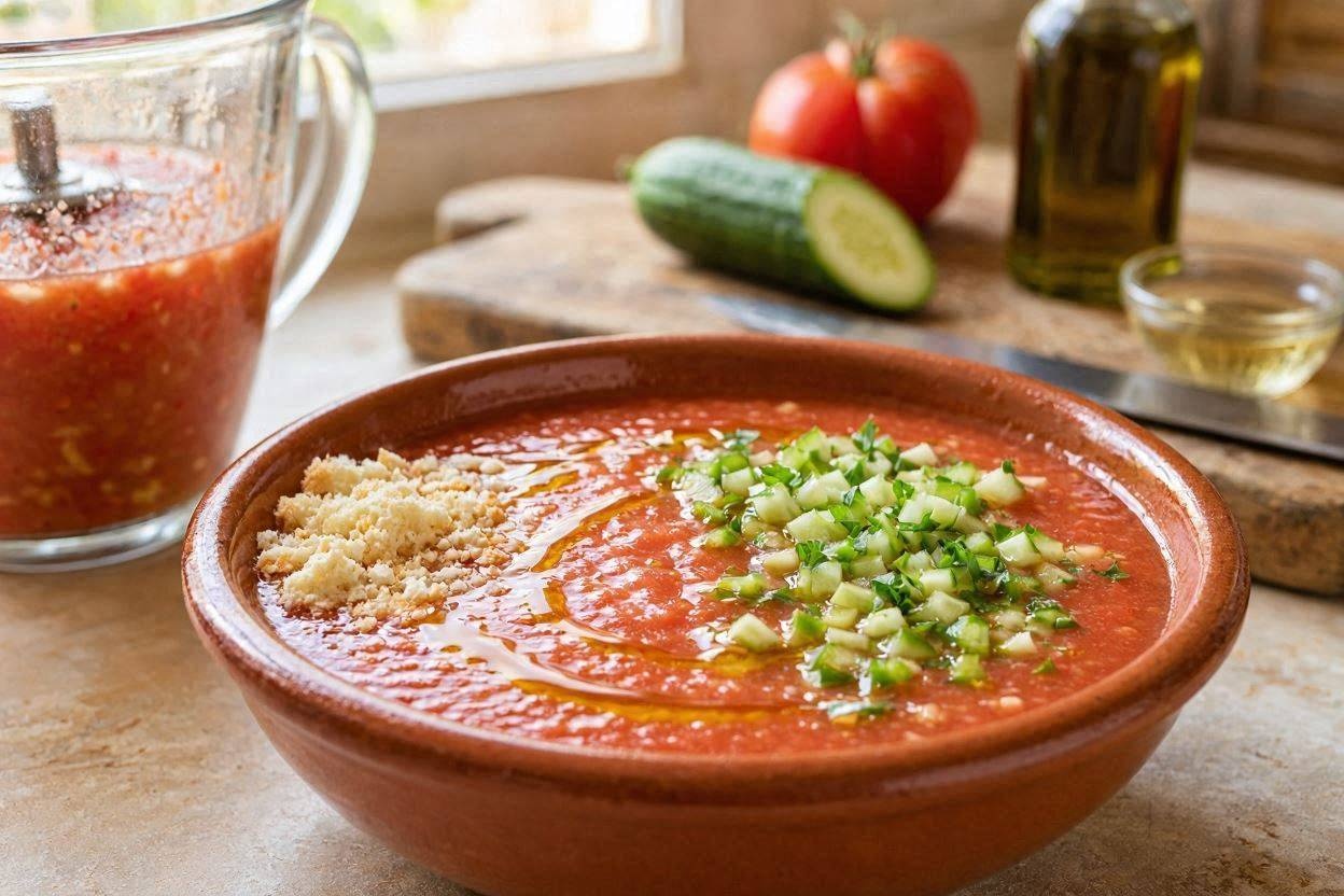 Gazpacho andaluz casero: receta tradicional fácil y refrescante