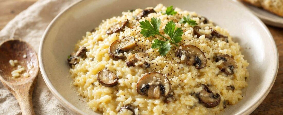 Risotto cremoso de champiñones: receta italiana paso a paso