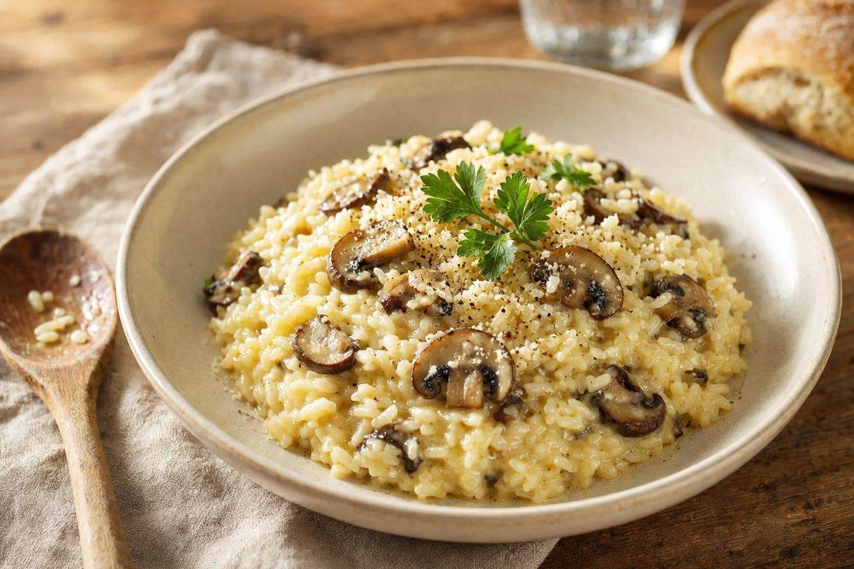 Risotto cremoso de champiñones: receta italiana paso a paso